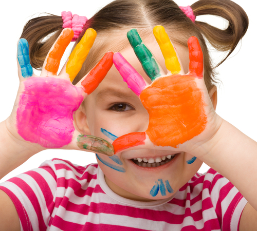 Girl with Painted Hands